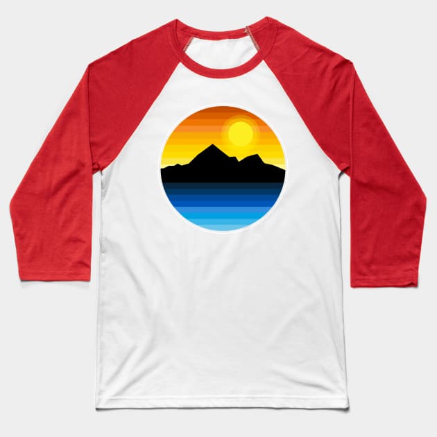 Synthwave Inspired Lakeside Mountain Baseball T-Shirt by Brobocop